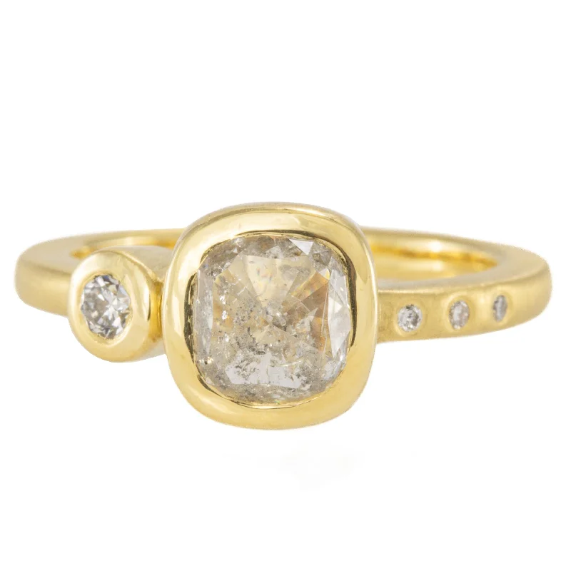 Don't Miss These Dazzling Jewelry Discounts 1.02 ctw Cushion Shaped Rose Cut Clear Diamond - 18ky Gold + VS Accent Diamonds