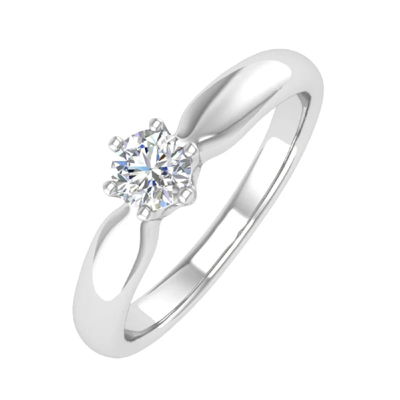 1/5 Carat 6-Prong Set Diamond Solitaire Engagement Ring Band in Gold