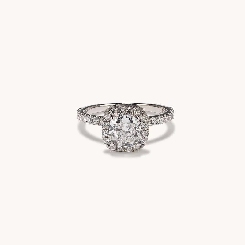 1.51 Cushion Natural Diamond Engagement Ring with 2D Halo