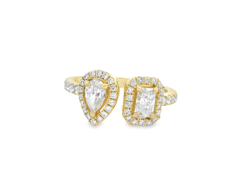 Unmissable Jewelry Clearance – Final Reductions 14K Yellow Gold Moi Toi Natural Diamond Ring with Emerald and Pear Cut Diamonds