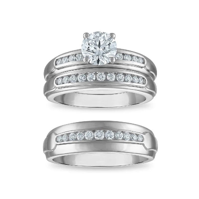 Your Perfect Accessory Now At The Best Price EcoLove 1-1/2 CTW Lab Grown Diamond Wedding Trio Set in 10KT White Gold