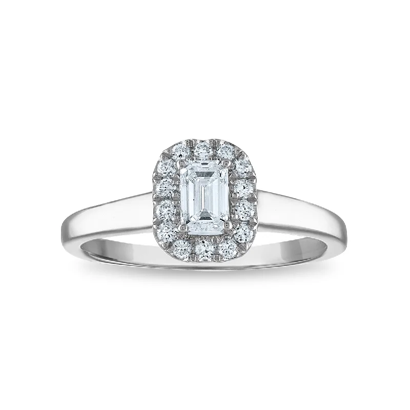 Clearance Sale On High-End Jewelry Collections EcoLove 1/2 CTW Lab Grown Diamond Halo Engagement Ring in 10KT White Gold