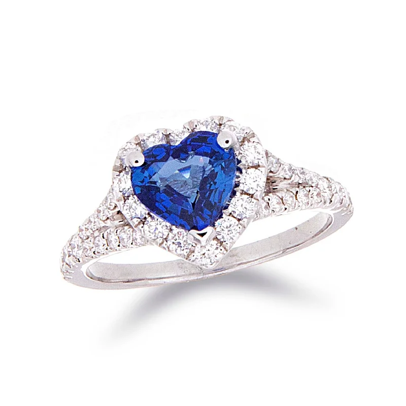 Premium Diamond Jewelry For Unforgettable Moments Heart Shape Sapphire & Diamond Halo Ring