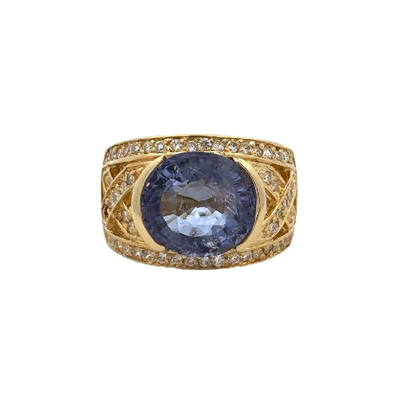 Jewelry Clearance – Final Chance To Save Big Lavender Tourmaline and Diamond Ring in 18k Gold