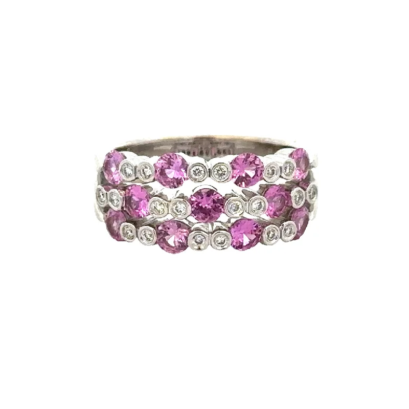 Limited-Time Jewelry Discounts – Shine Without The Splurge Multirow Pink Sapphire and Diamond Band in 18k White Gold