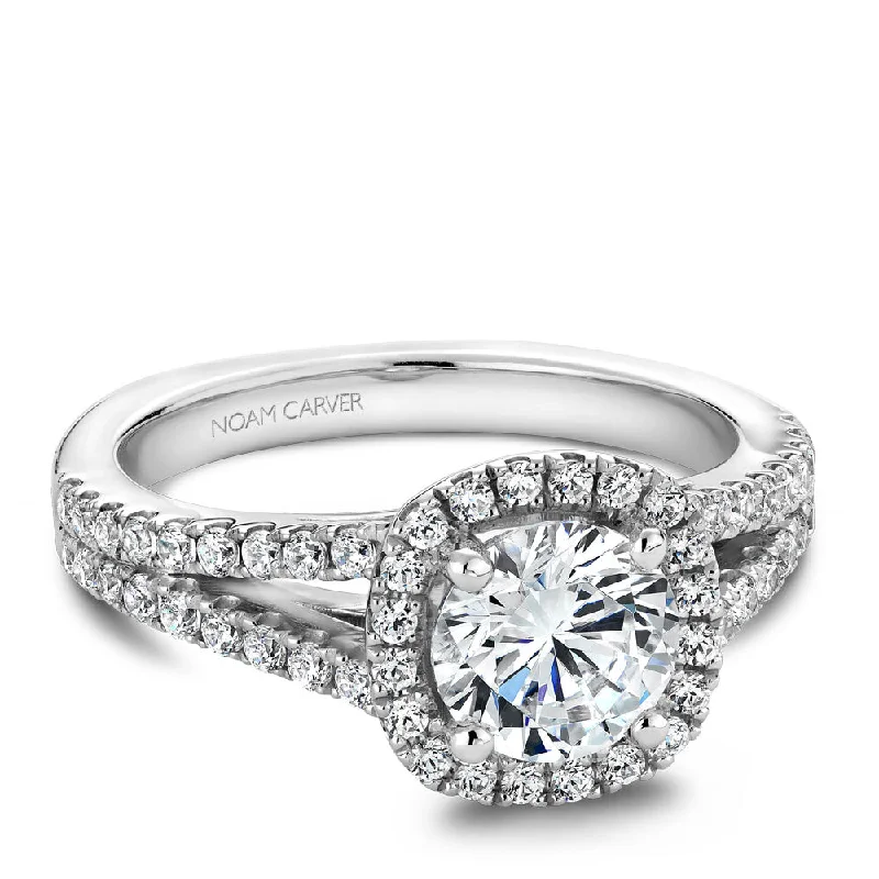 Noam Carver Split Shank Diamond Halo Engagement Ring B015-01A