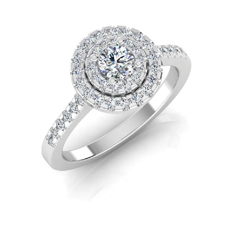 Your Dream Jewelry At Dream Prices Petite Round Brilliant Double Halo Moissanite Engagement Ring