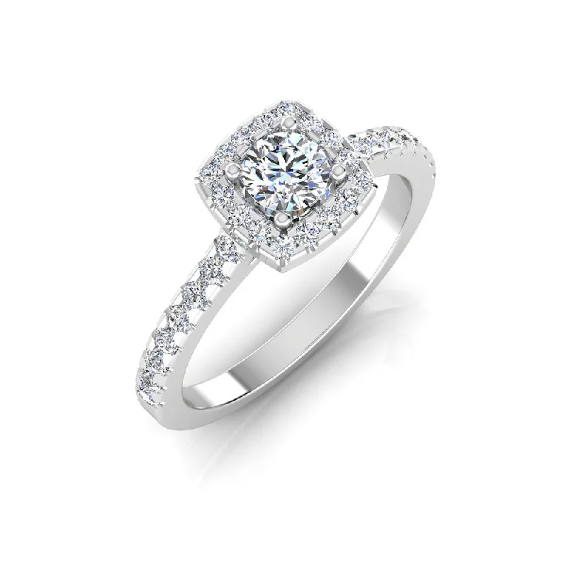 Jewelry Deals That Outshine The Rest Round Brilliant Rectangle Halo Moissanite Engagement Ring