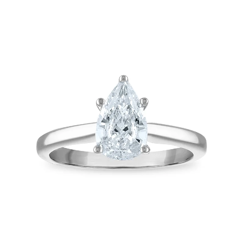 Unmissable Jewelry Clearance – Final Reductions Signature Certificate EcoLove 1-1/2 CTW Pear Diamond Solitaire Engagement Ring in 14KT White Gold