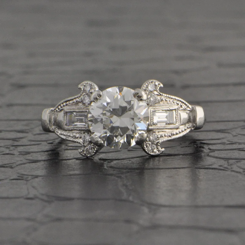 Vintage Mid-century 1.32 ct. Old European Cut Diamond Engagement Ring in Platinum