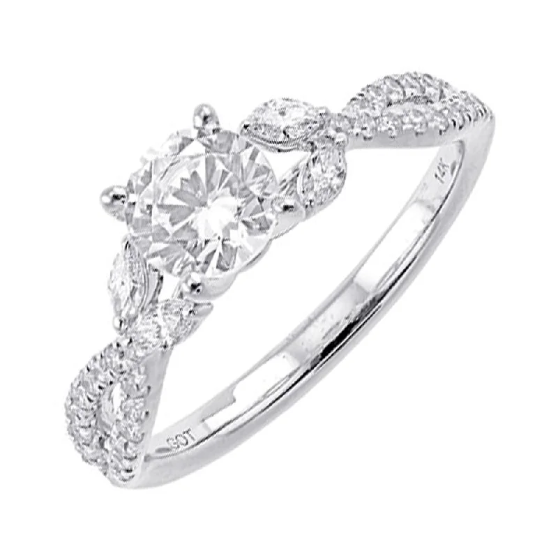 Sparkle On A Budget – Fine Jewelry For Less 14KT WHITE GOLD (7/8CTW) WITH (1/2CT) ROUND CENTER