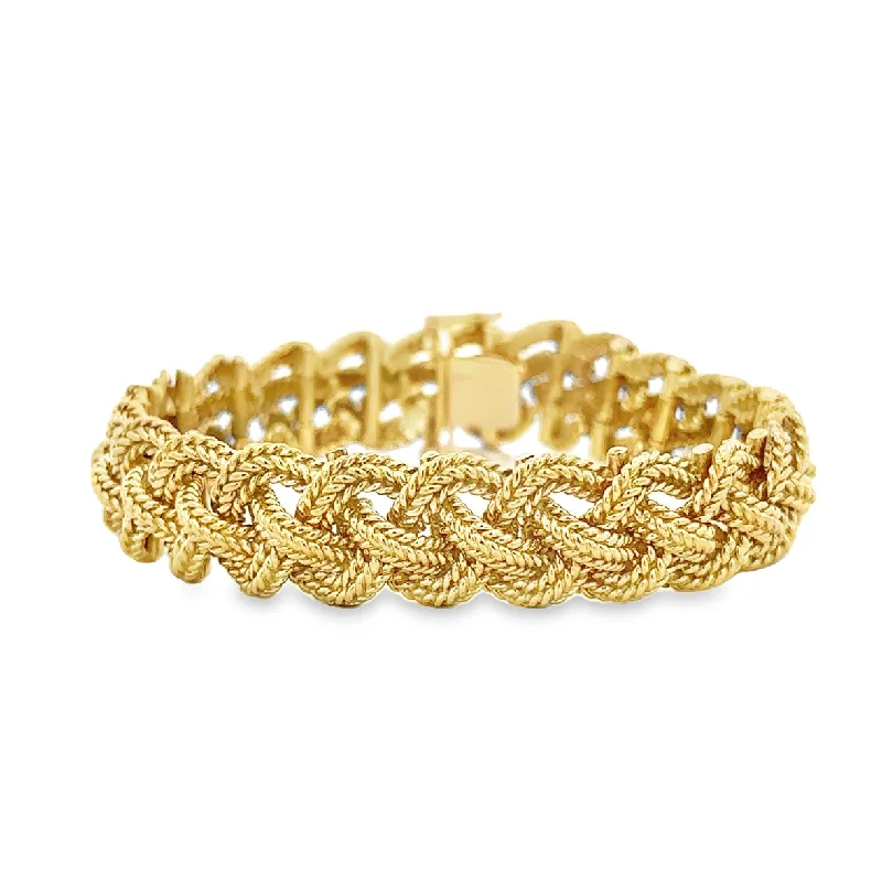 Woven Textured Bracelet in 18k Yellow Gold