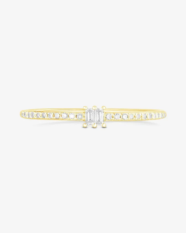 Baguette + Pavé Diamond Ring