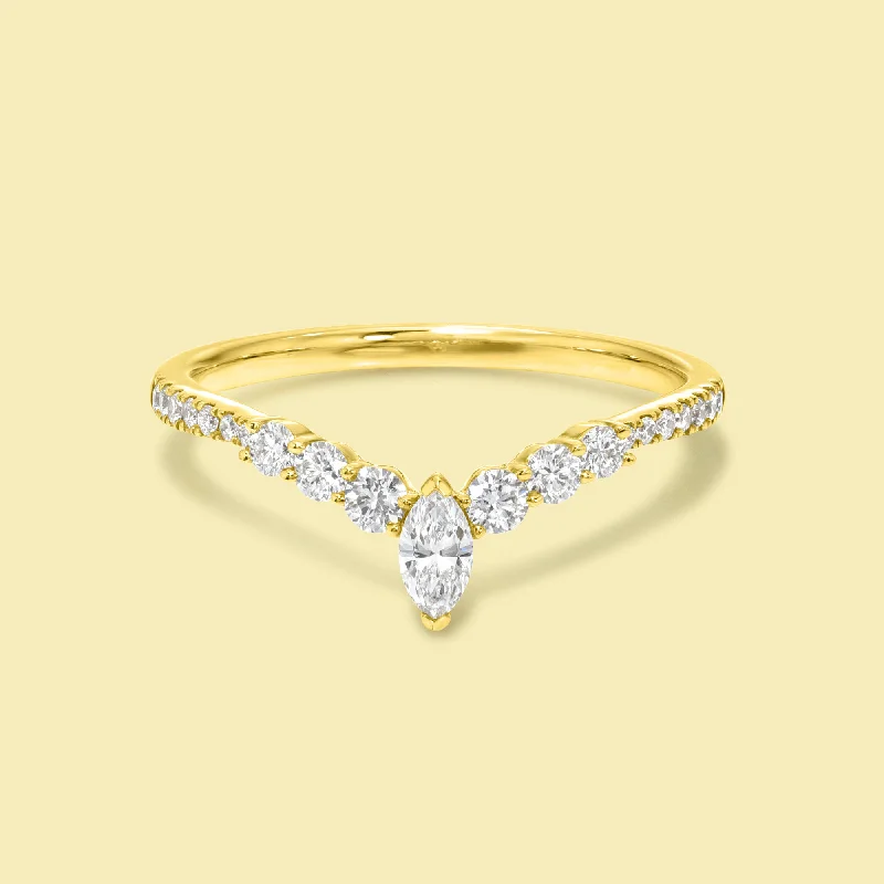 The Audrey, V-shaped Curved Diamond Band