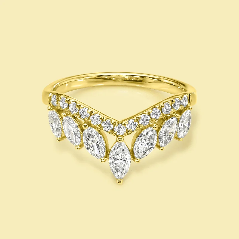 The Isabella, Double-Row V-shaped Diamond Band