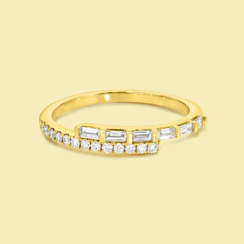 Chic, Trendy, And Affordable Jewelry Sale The Lydia, Bypass Diamond Gold Band
