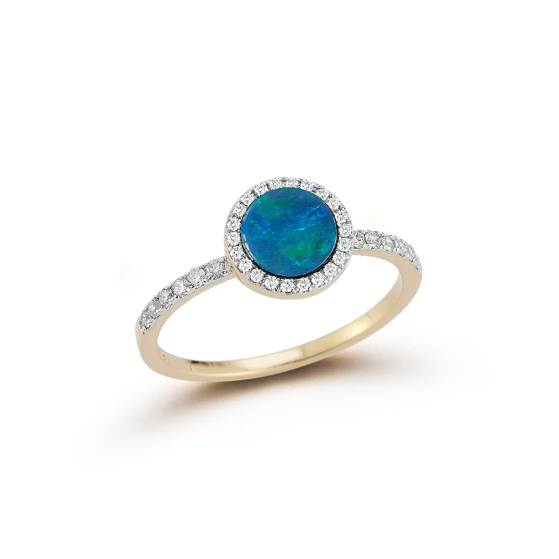 Shine Bright With Our Special Jewelry Promotions 14kt Opal and Diamond Ring