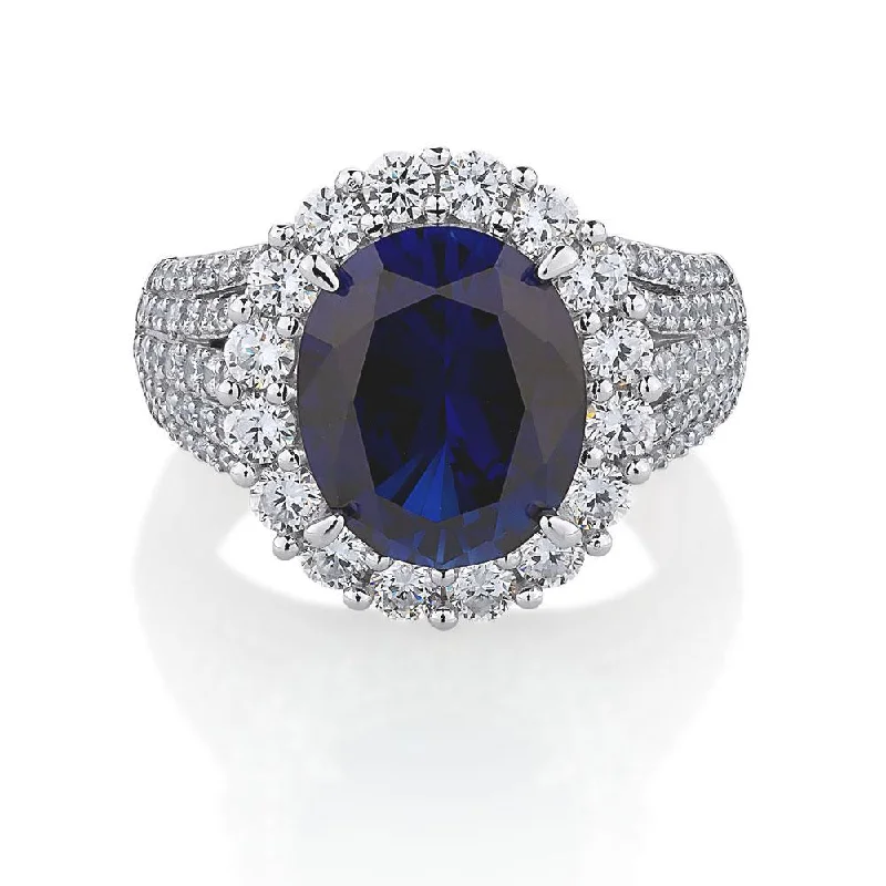 Must-Have Jewelry At Irresistible Discounts Dress ring with sapphire simulant and 1.83 carats* of diamond simulants in sterling silver Must-Have Jewelry At Irresistible Discounts Dress ring with sapphire simulant and 1.83 carats* of diamond simulants in sterling silver