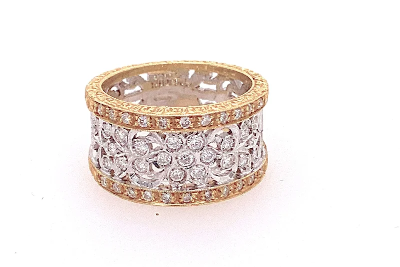 Discounted Luxury Jewelry – Shine Without The Splurge Two-Tone Gold Filagree Band Ring Discounted Luxury Jewelry – Shine Without The Splurge Two-Tone Gold Filagree Band Ring