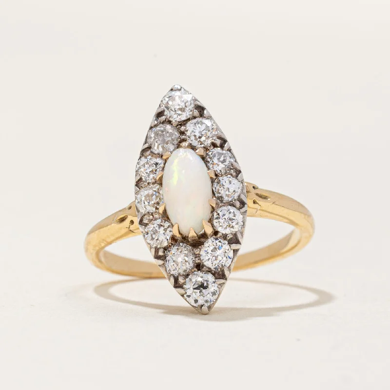 Save On Luxury Jewelry Pieces – Limited-Time Offers Victorian Opal & Diamond Halo Vintage Ring | 0.48ct, 0.96ctw | SZ 5.75 |