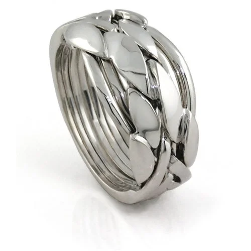 MENS 7 band STERLING SILVER Puzzle Ring 7BCS