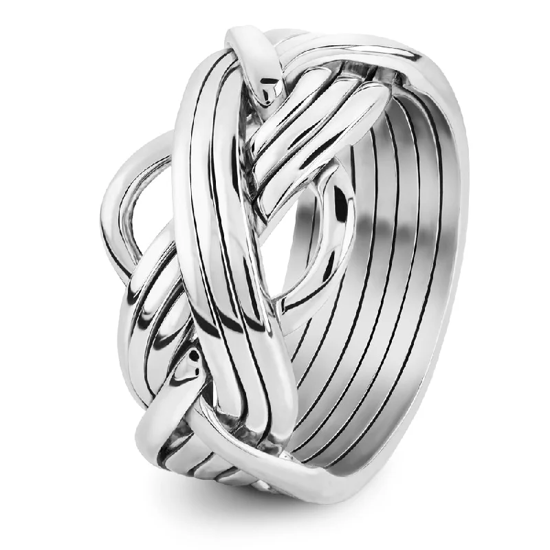 Mens 8 band STERLING SILVER Puzzle Ring 86MS