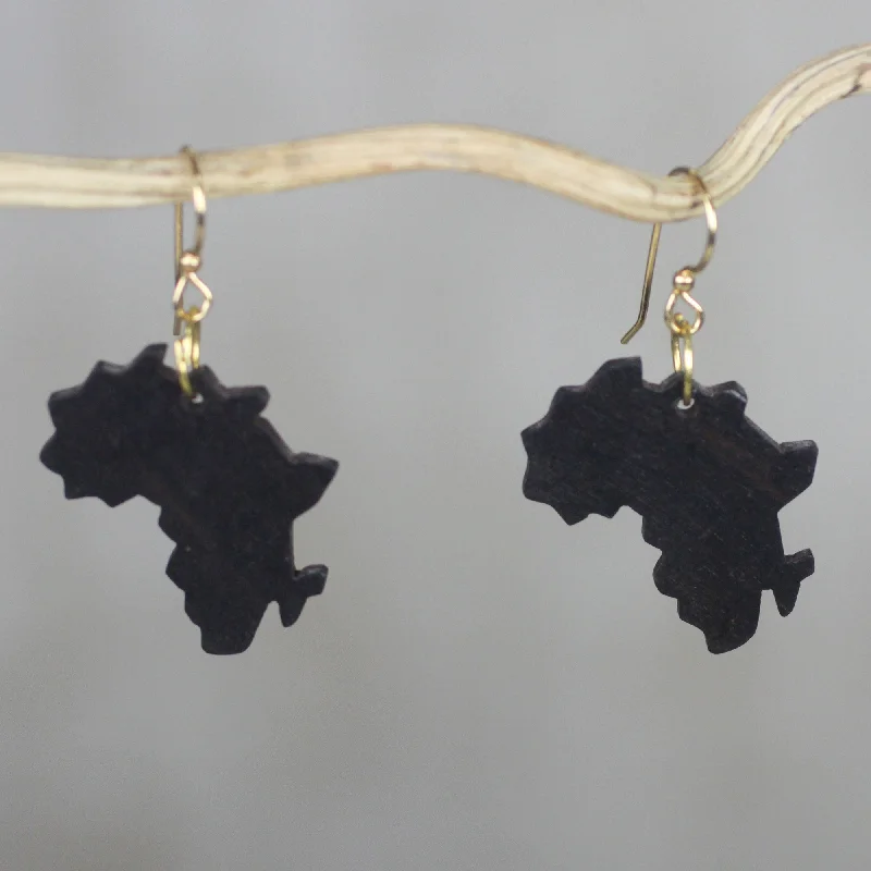 Final Call – Shop Exquisite Jewelry Before It's Gone Africa Atlas Handmade Ebony Wood Africa Map Dangle Earrings from Ghana