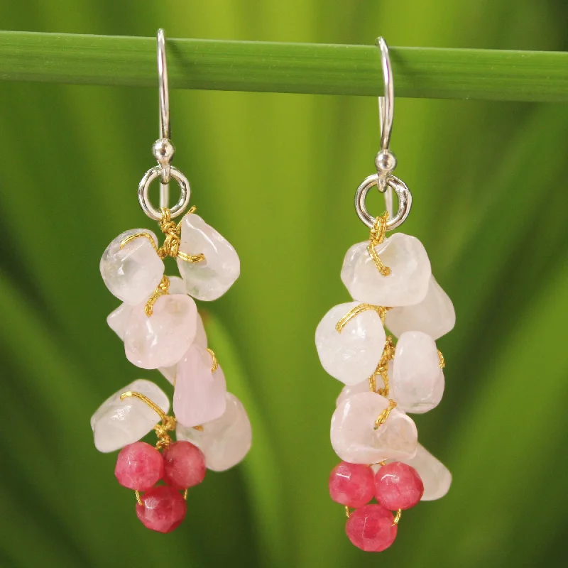 Timeless Jewelry At Special Discount Rates Afternoon Pink Handmade Beaded Rose Quartz Earrings