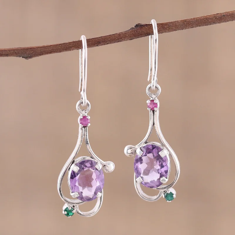 Premium Diamond Jewelry For Unforgettable Moments Alluring Glisten Multi-Gemstone Dangle Earrings from India