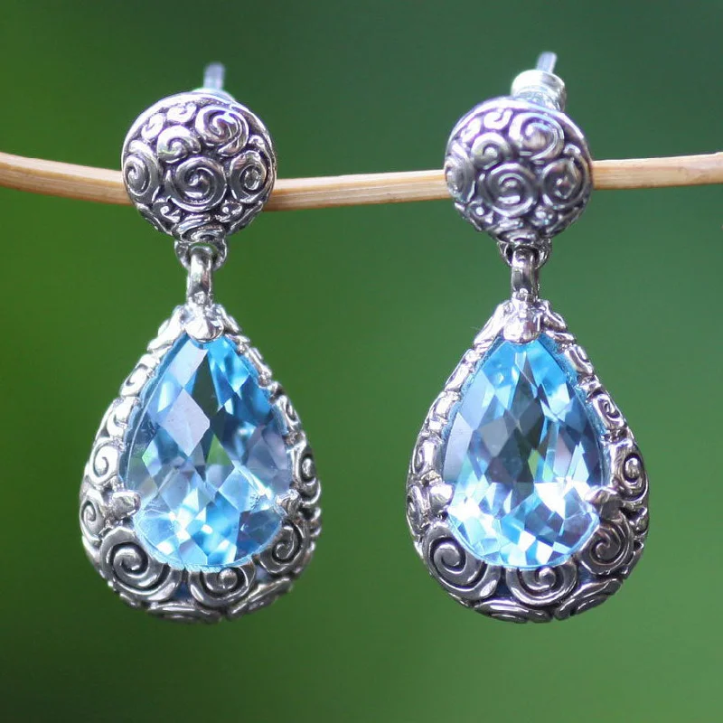 Get The Sparkle You Love At Prices You Adore Azure Teardrops Sterling Silver and Blue Topaz Dangle Earrings