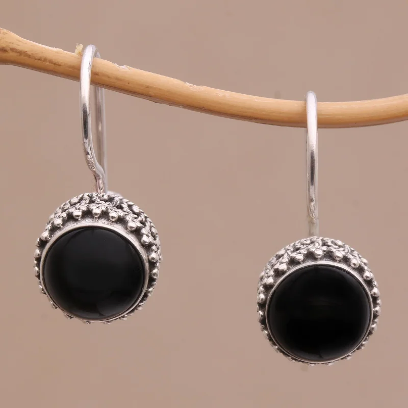 Affordable Glamour – Premium Jewelry At Special Prices Beauteous Onyx and Sterling Silver Drop Earrings Handmade in Bali