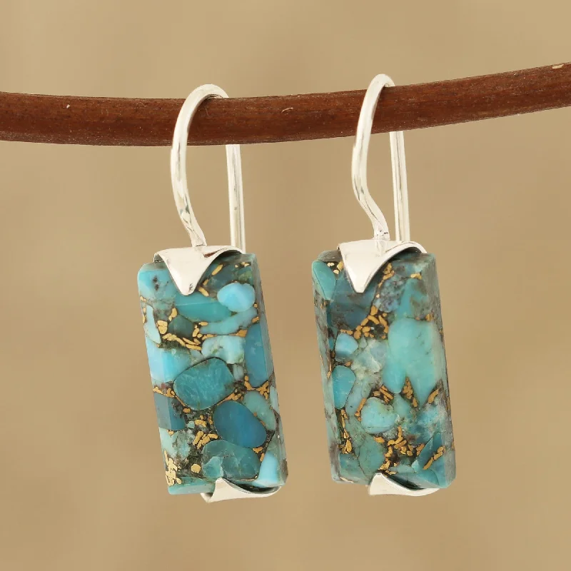 Shop Stylish Jewelry Now And Save Big Beautiful Blue Composite Turquoise Drop Earrings from India