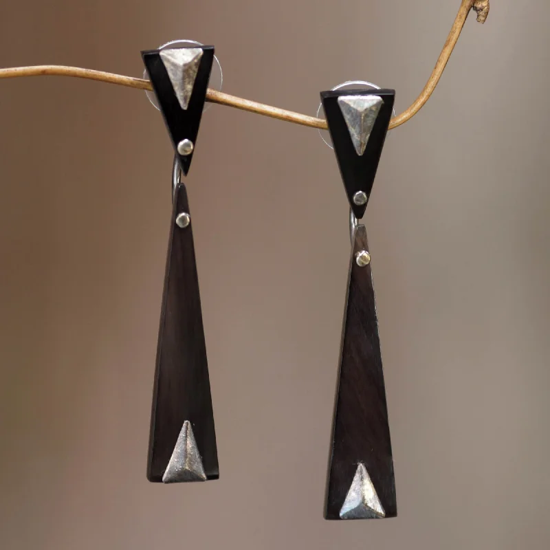 Shop Dazzling Jewelry At The Best Prices Black Mountain Handcrafted Silver Accent Earrings with Water Buffalo Horn