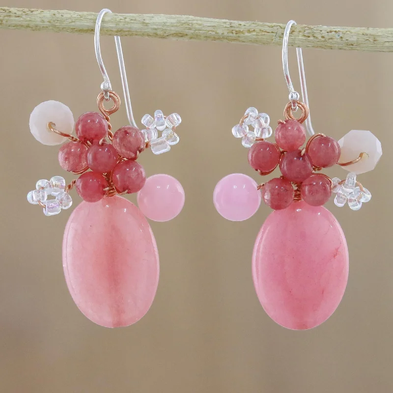 Limited-Time Jewelry Sale – Don't Miss Out On Dazzling Discounts Blossom Blush Handmade Pink Quartz Beaded Dangle Earrings from Thailand