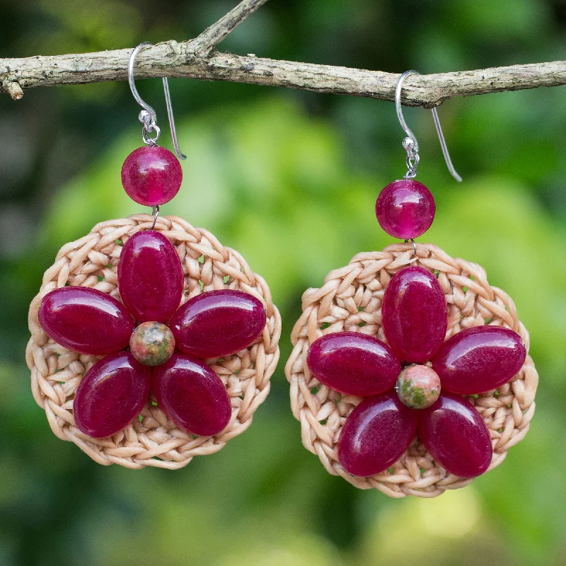 The Biggest Jewelry Sale Of The Year Is Here Blossoming Stargazer Artisan Crafted Earrings with Dark Pink Gemstone Flower