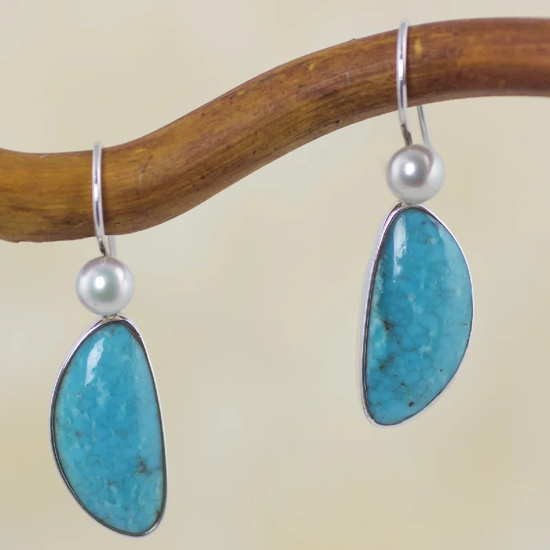 Stunning Jewelry Pieces At The Lowest Prices Ever Blue Sky Dreams Natural Turquoise and Pearl Mexican Earrings