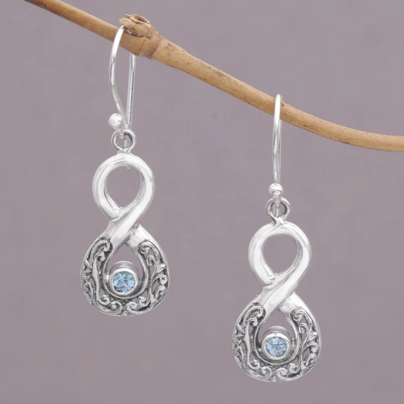 Elegant Necklaces And Bracelets At Limited-Time Offers Blue Tangle Blue Topaz and Sterling Silver Looping Earrings from Bali