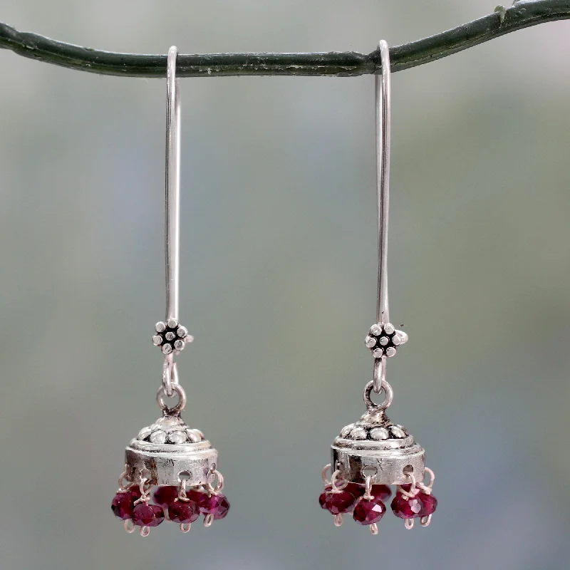 Must-Have Jewelry At Irresistible Discounts Bride of India Sterling Silver and Garnet Jhumki Earrings from India