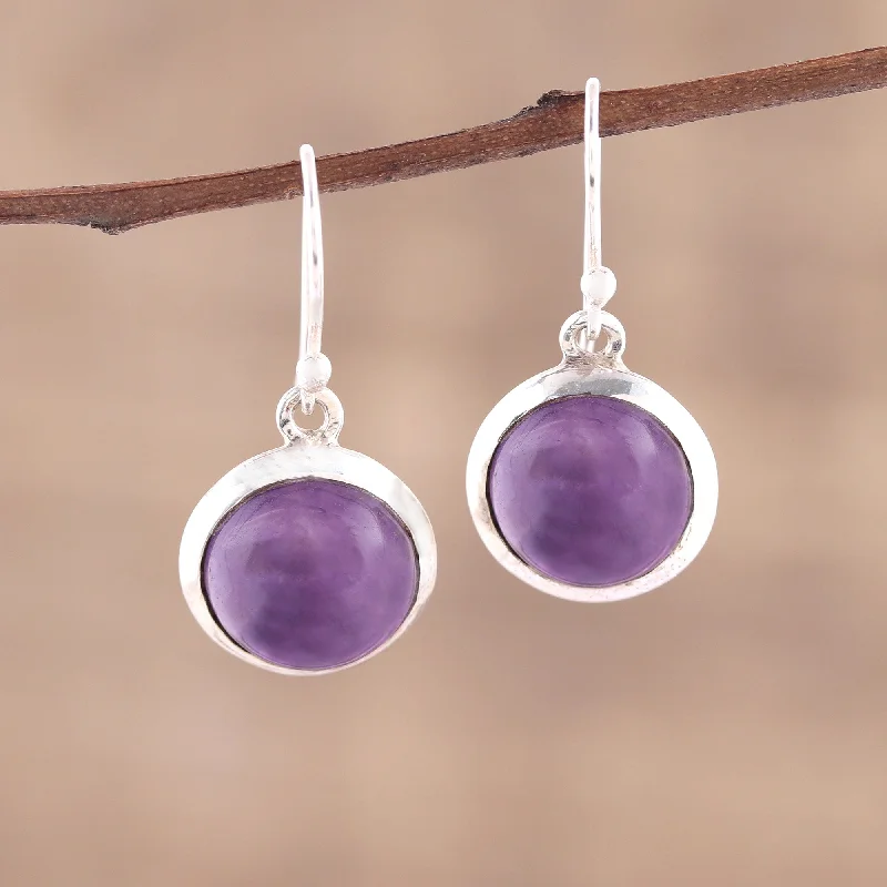 Romantic Heart-Shaped Jewelry For Special Gifts Celestial Promise Amethyst and Sterling Silver Dangle Earrings from India