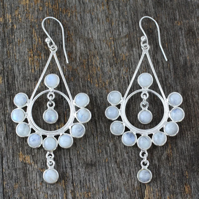 Grab Your Favorite Jewelry At The Lowest Prices Circles Rainbow Moonstone Silver Earrings Handmade