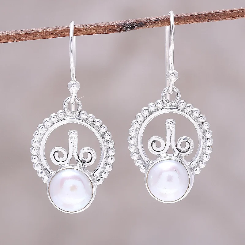 Dainty And Elegant Jewelry Now At Reduced Prices Crowned Pearl Cultured Freshwater Pearl Sterling Silver Dangle Earrings