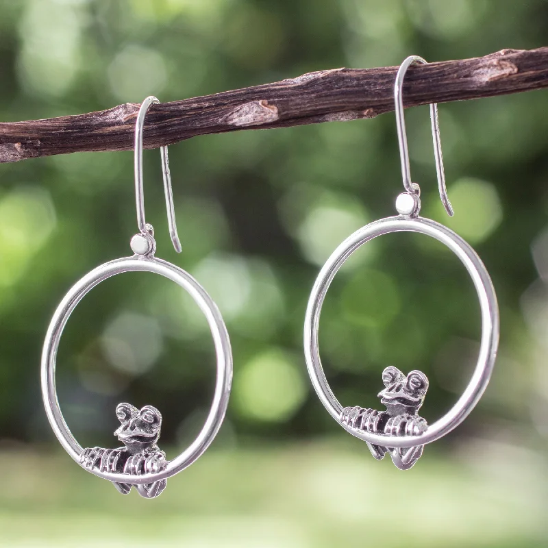 Your Perfect Accessory Now At The Best Price Curious Frog Handmade Silver Frog Earrings from Taxco