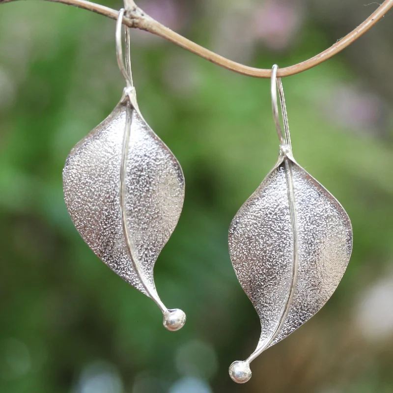 Seasonal Jewelry Deals – Elevate Your Style Curved Leaves Modern Leaf-Shaped Sterling Silver Drop Earrings from Bali