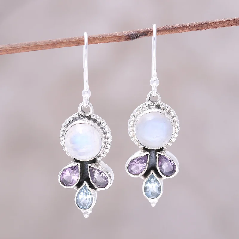 Jewelry Clearance – Final Chance To Save Big Dancing Elegance Multi-Gemstone Dangle Earrings Handcrafted in India