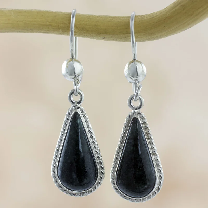 Unique Jewelry For Less – Shop The Sale Now Dark Tear Artisan Crafted Sterling Silver Dark Jade Dangle Earrings