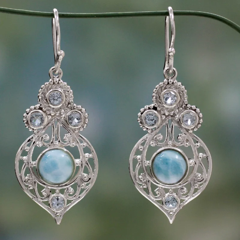 Bestselling Jewelry At Special Promotional Rates Delhi Hope Fair Trade Larimar and Blue Topaz Sterling Silver Earrings