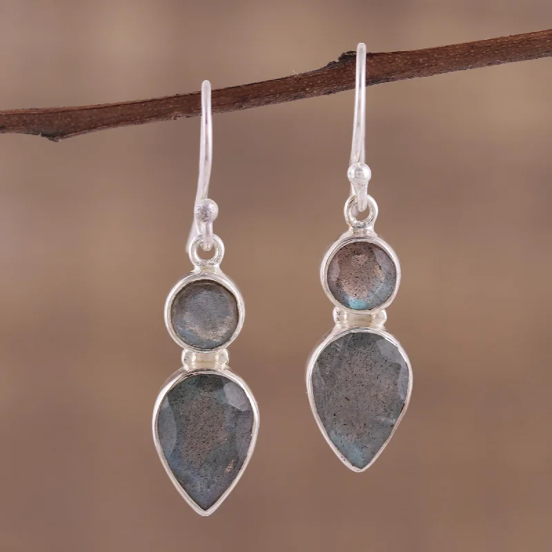 Shop Jewelry That Shines Without The High Price Dewdrop Muse Faceted Labradorite Gemstone and Silver Dangle Earrings