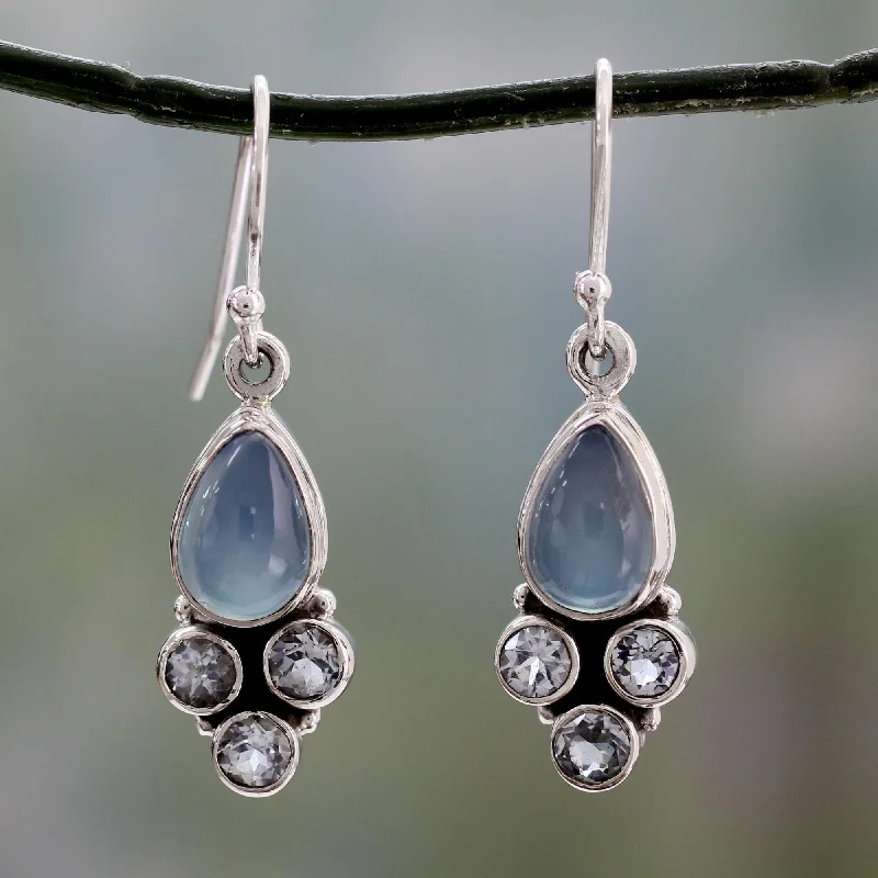 Don't Miss Out On Jaw-Dropping Jewelry Discounts Dream Meadow Fair Trade Chalcedony and Blue Topaz Silver Dangle Earrings