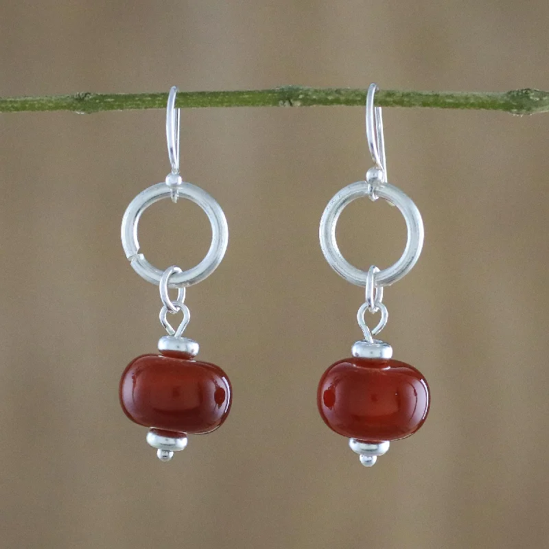 Limited-Stock Jewelry Sale – Once It's Gone, It's Gone Dreamy Night Carnelian and Sterling Silver Dangle Earrings form Thailand