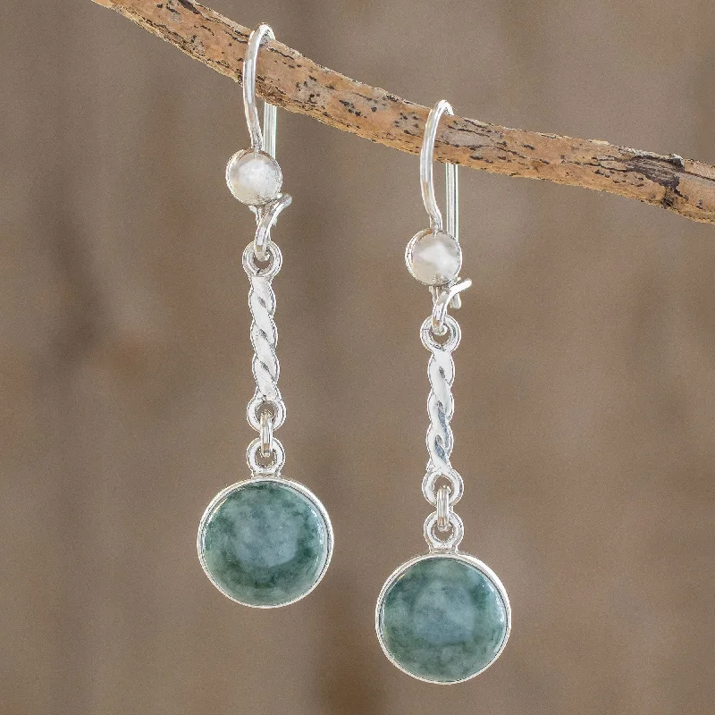 Shop Trending Jewelry With Exclusive Savings Drops of Hope Sterling Silver Green Jade Dangle Earrings from Guatemala